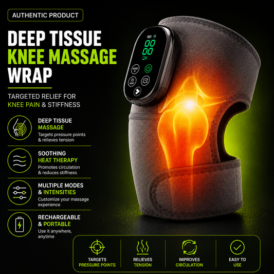 TGP Knee Relief Wrap - Heated Support for Driver Joint Recovery