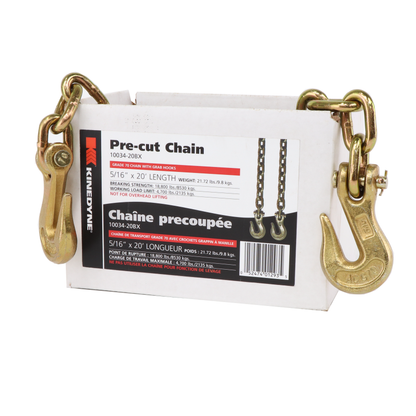 5/16" by 20' Grade 70 Grab Hook Chain Assembly - 2 Per Box 4700 WLL