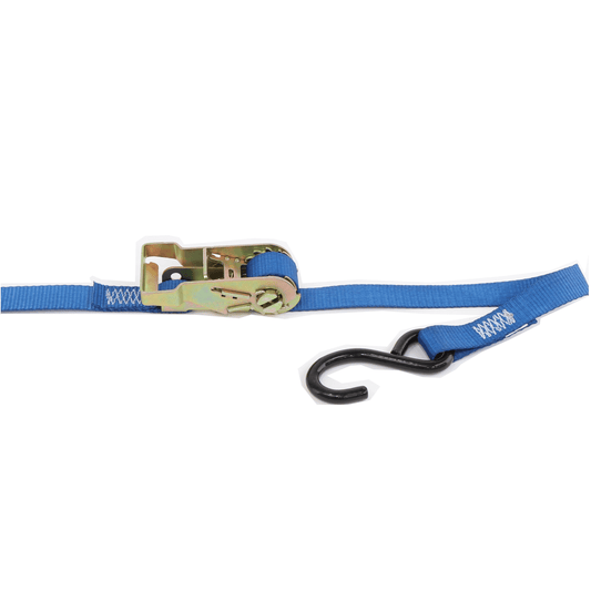 1" by 15' Heavy-Duty Vinyl Coated S Hook Ratchet Utility Strap. 500 WLL
