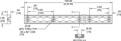 100" Series L Medium-Duty Aluminum Track 100 Pack