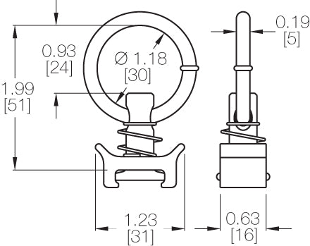Series L Single Stud Securement Point Fitting w/ Ring.