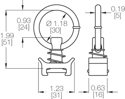 Series L Single Stud Securement Point Fitting w/ Ring. 10 Pack