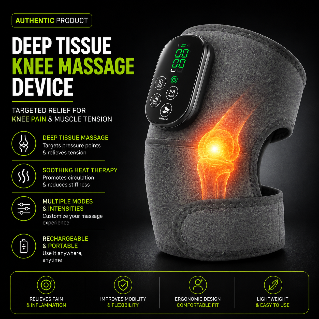 TGP Knee Relief Wrap - Heated Support for Driver Joint Recovery
