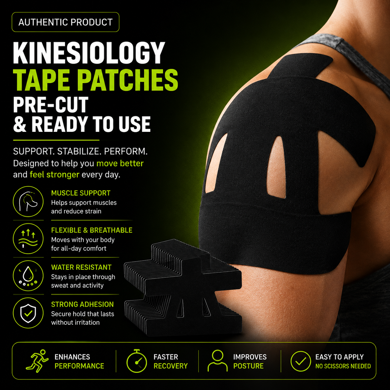 TGP Shoulder Support Tape - Quick Relief & Muscle Support